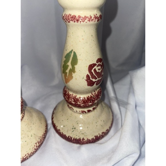 Wang's International Candlesticks Candle Holders Red Rose Leaf Sponge 7.75" tall - Picture 4 of 5
